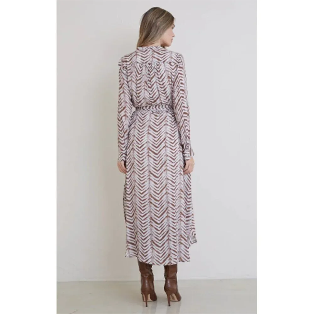 Bella Dahl Flowy Chevron Print Midi Dress XS Bohemian Summer - Picture 6 of 11